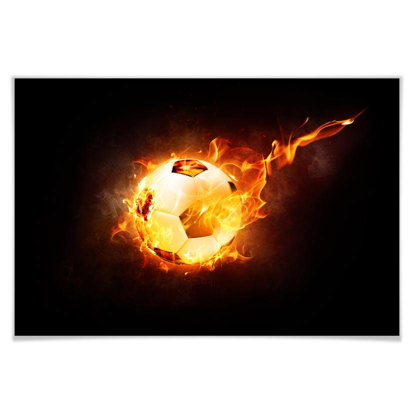 Poster Fußball in Flammen