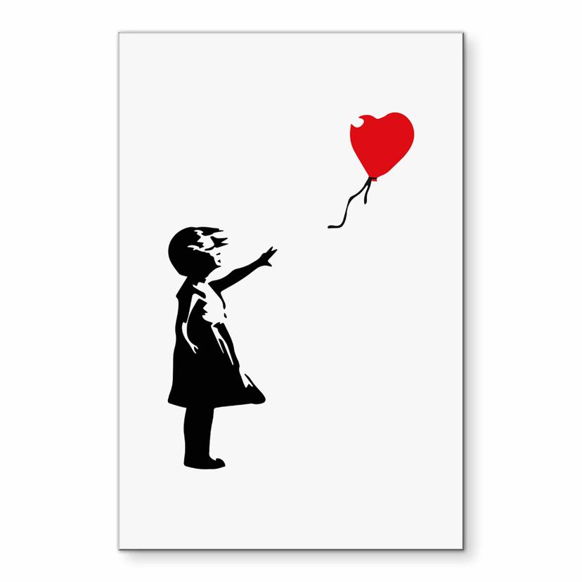 Wandbild Banksy - Girl with the red balloon - Alu-Dibond