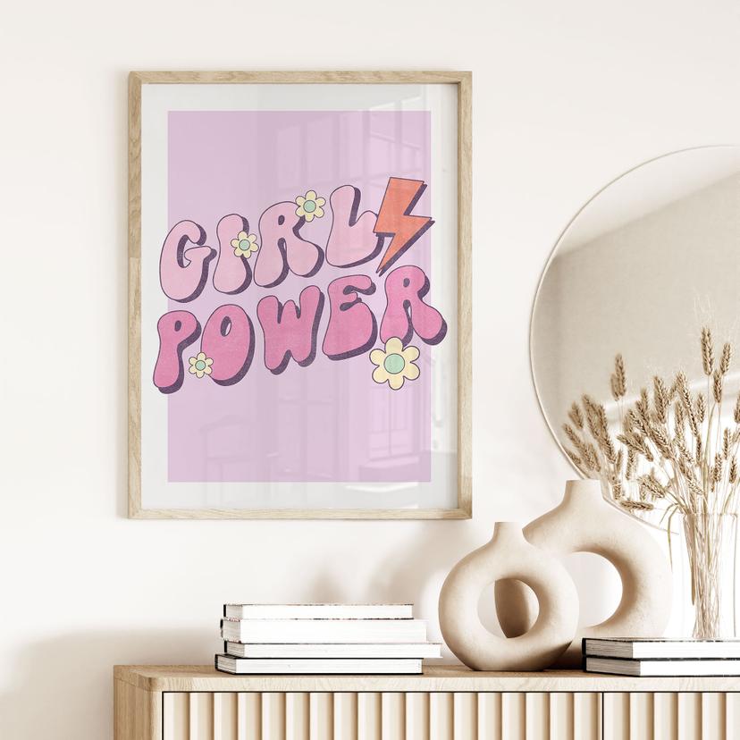 Tipografía Póster Girl Power Retro Lettering Purple
