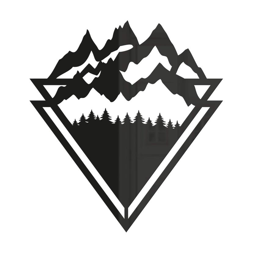 Akryl dekoration Linjekonst - Landskap: Berg med skog