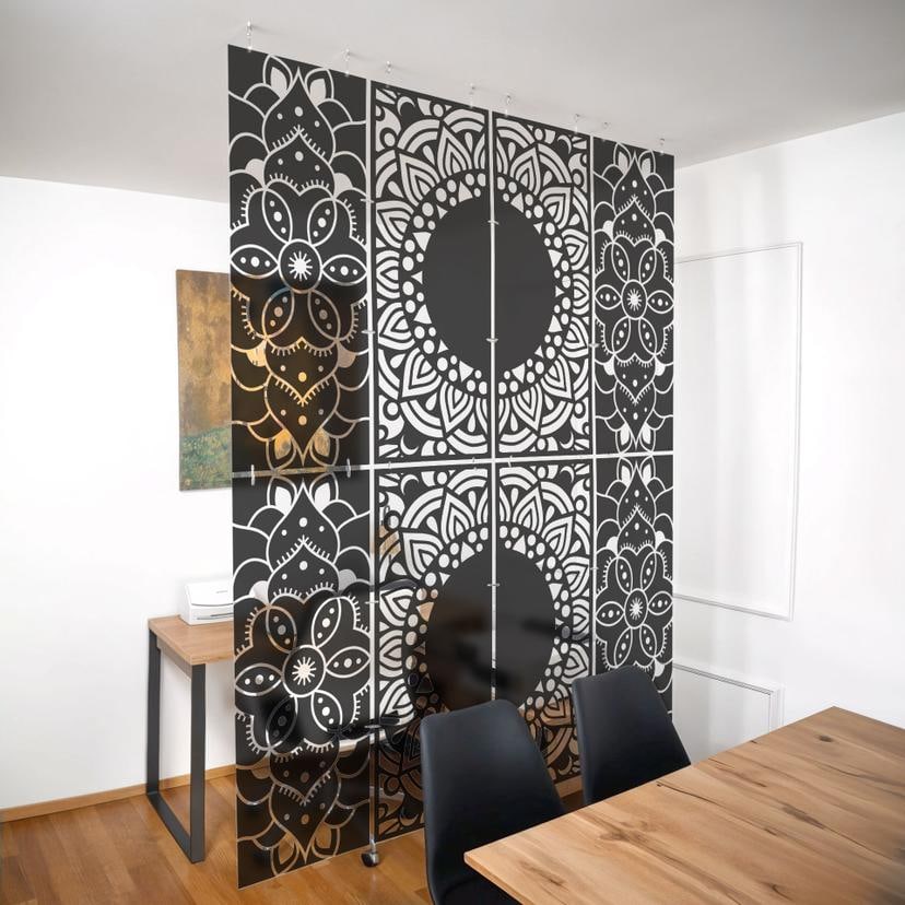 Rumdeler, skærm, hængende privatlivsskærm Mandala-ornament