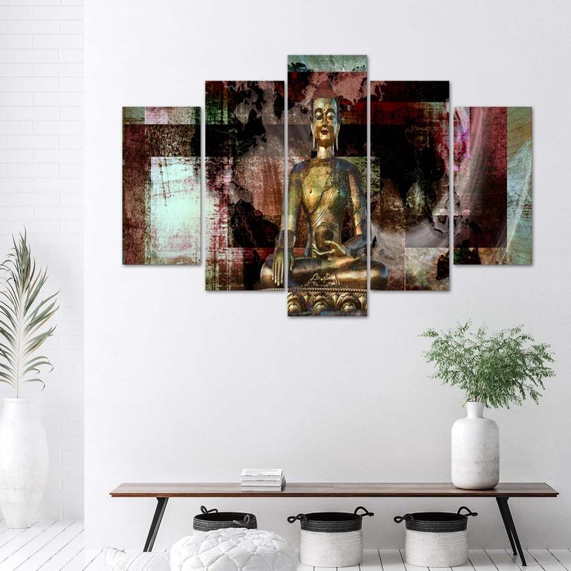 Stampa su tela 5 pezzi Astrazione dorata del Buddha