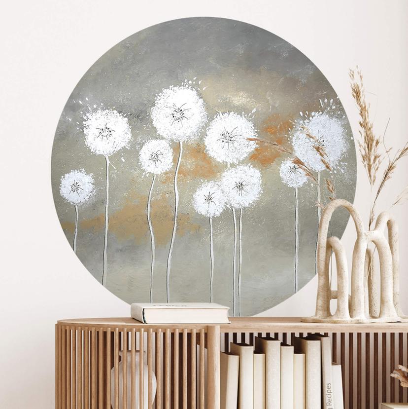 Vinilo decorativo flores - Diente de león blanco redondo - Melz