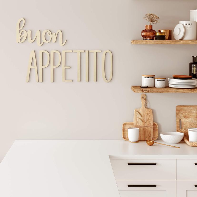 Decoración en madera - Dichos para la cocina - Buon Appetito - Chopo