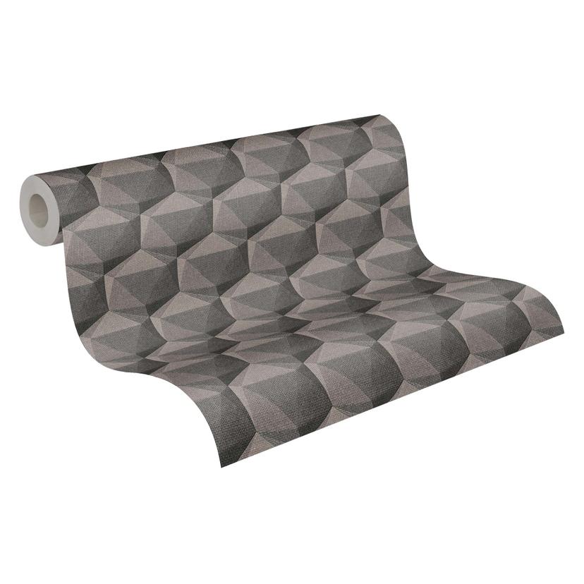 papel pintado 3D salón gris antracita - papel pintado tejido-no tejido de diseño moderno