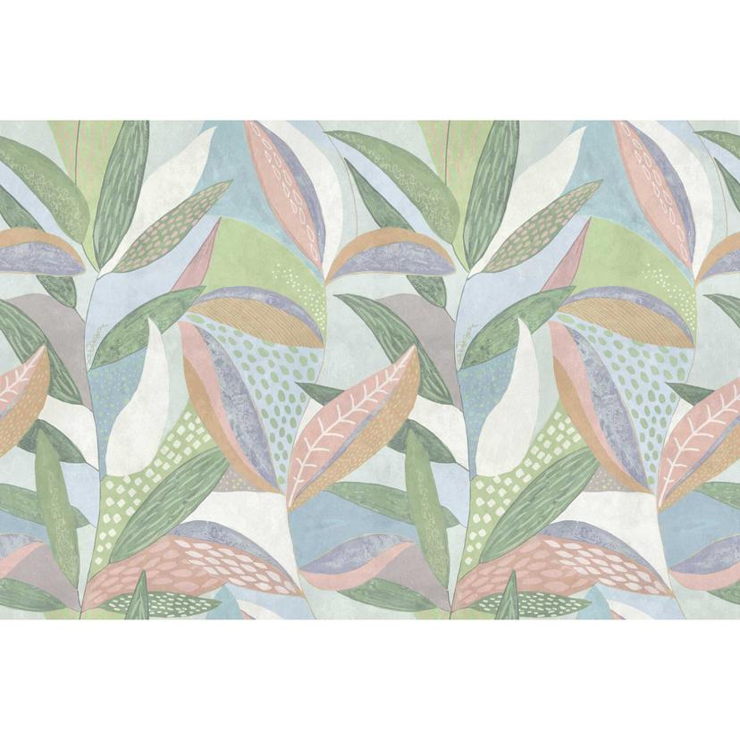 Fotomural de botánica estilizada en colores pastel - papel pintado moderno de tejido-no-tejido