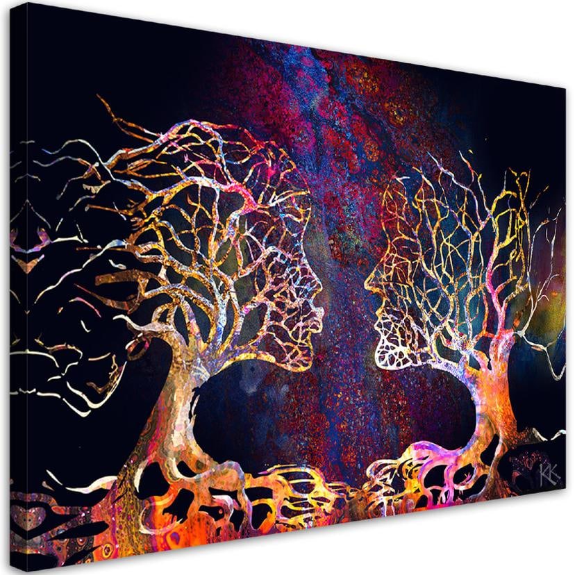 Tableau sur toile, Couple d'arbres qui s'embrassent abstrait