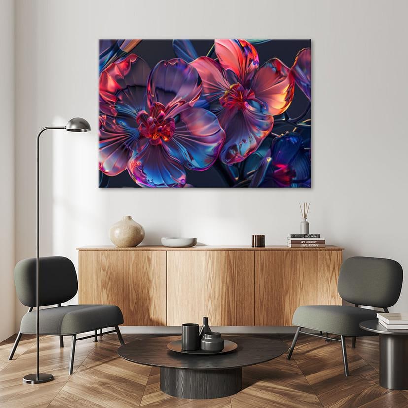 Stampa su tela, fiori macro 3D