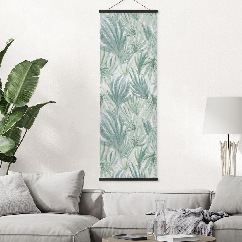 Textil poster Palmblad i djungeln - Blomstersmycke Dekor - Panorama