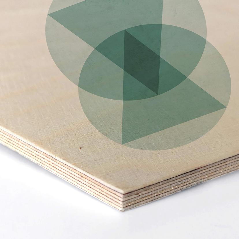 Hexagone - Placage bois de bouleau - Nouveauprints - Cercles et triangles aqua