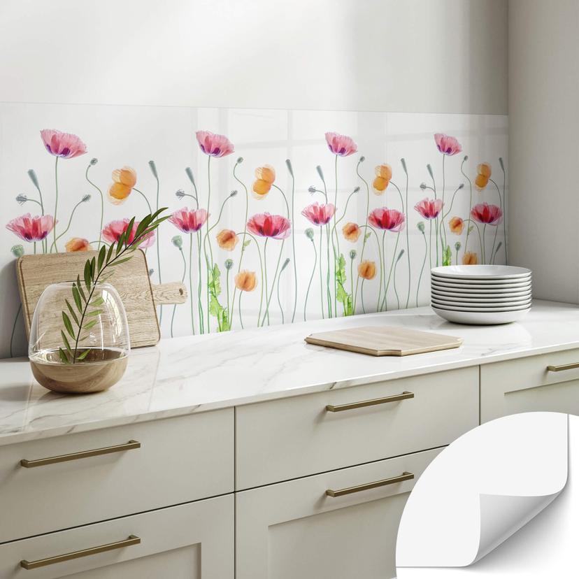 Selvklæbende bagpanel Disher - Colourful Poppies