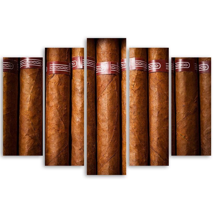 Stampa su tela 5 pezzi, sigaro cubano