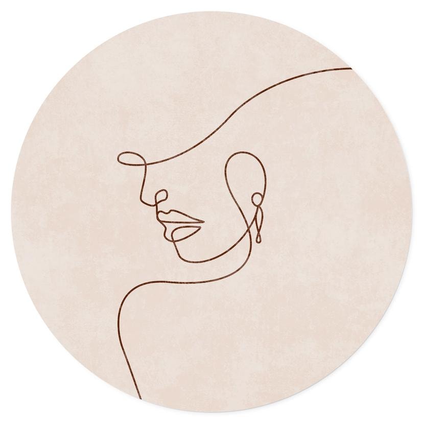 Adesivo murale Delicati contorni di una donna - Line Art - Tunaboylu - Rotondo