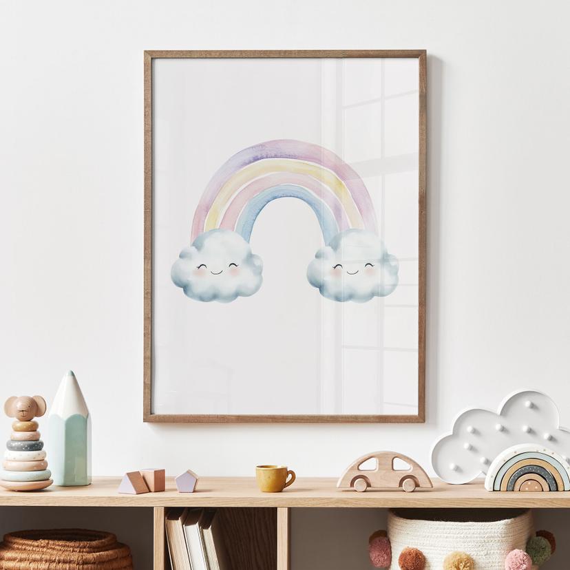 Póster para niños - La magia del arco iris en colores pastel
