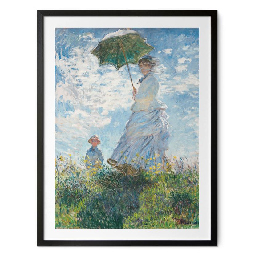 Plakat Monet - Kvinde med parasol - Madame Monet og hendes søn