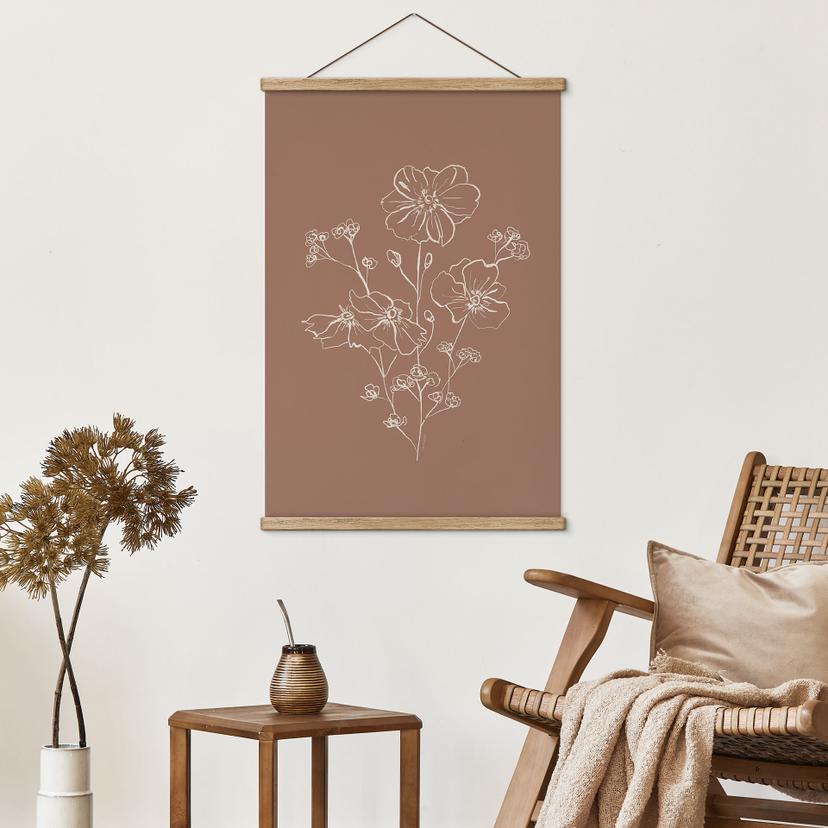 Stampe su tessuto bouquet di rose selvatiche mousse di moka - illustrazione di anice