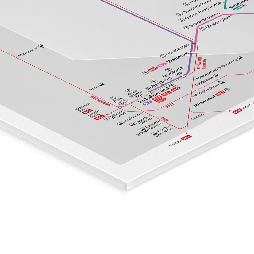 Stampa su vetro acrilico BVG Berlin - Mappa della rete di Berlino