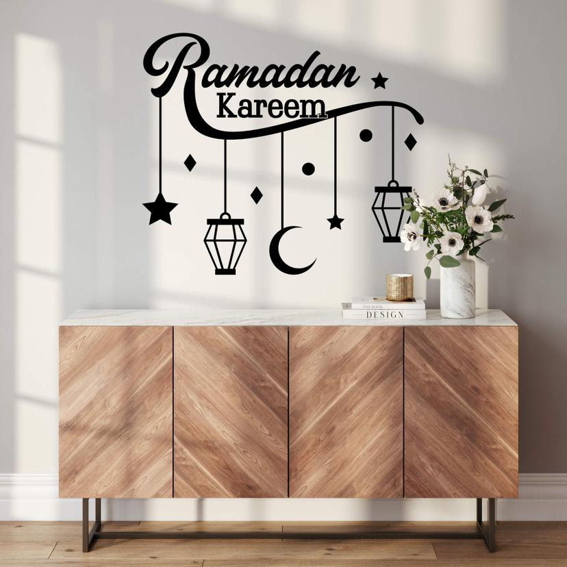 Sticker mural Lanternes d'étoile de lune de Ramadan Kareem