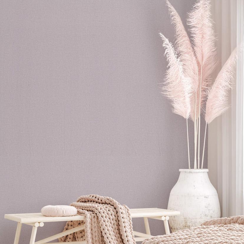 Ensfarvet tapet, non-woven vægbeklædning Novamur Jackie pink