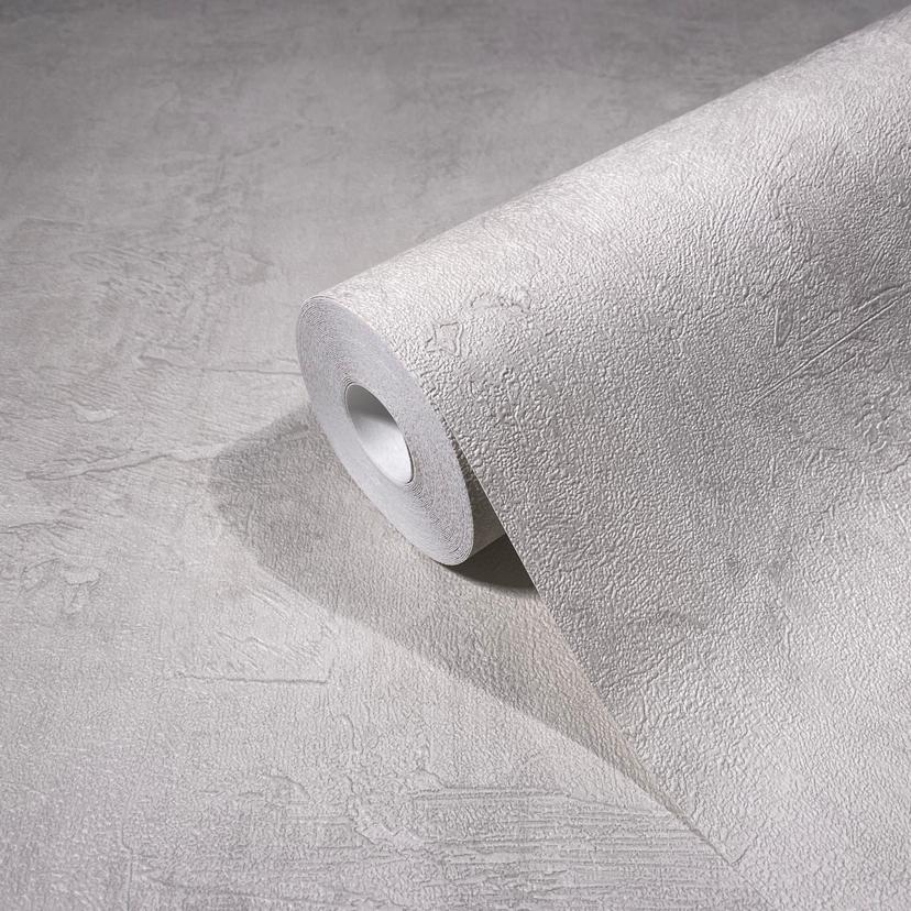 Non-woven tapet i ensfarvet beige tekstureret betonlook