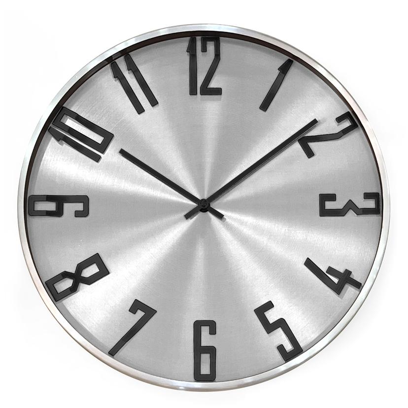 Moderne Wanduhr im Metallic-Look aus Aluminium, silber | Ø 30 cm