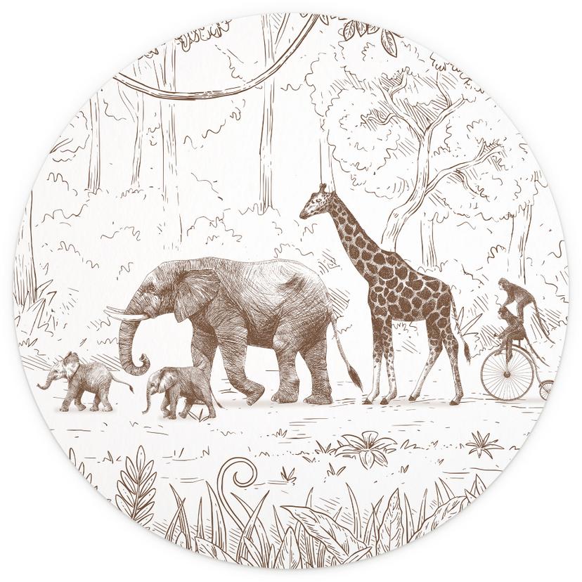 Behangcirkel Jungleparade met dieren - Kikki Belle - vliesbehang/zelfklevend vliesbehang