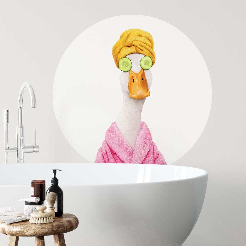 Sticker mural Canard Spa Amusant au Masque de Concombre Rond - Korenkova