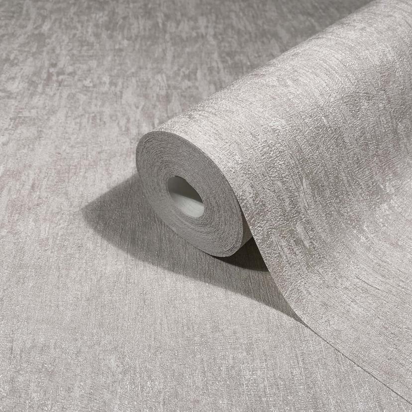 Non-woven tapeter i vitt, grått betongutseende slätt modernt