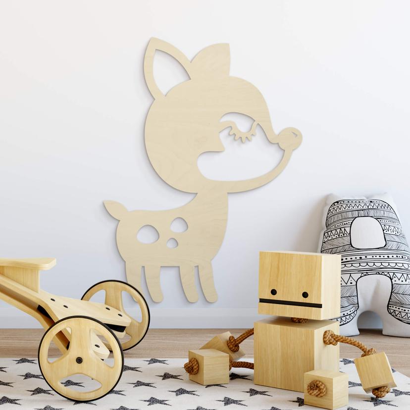 Decoración en madera álamo - animal - ciervo