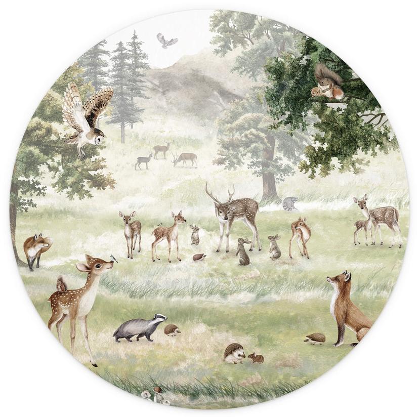 Kikki Belle - Skogen rolig - Rund fototapet - non-woven tapet/självhäftande non-woven tapet