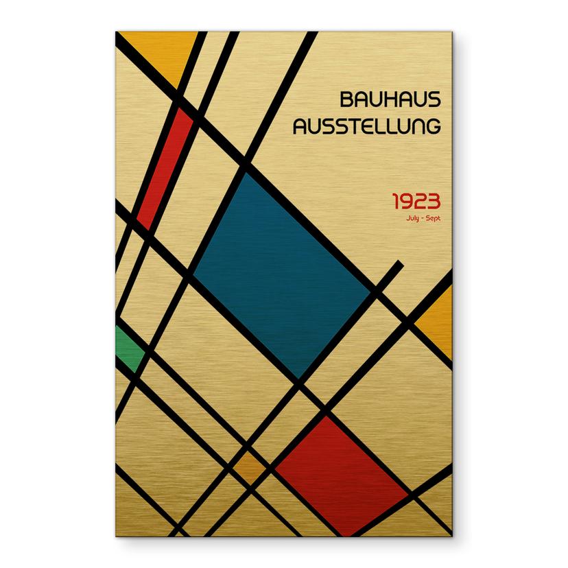 Billede med guldeffekt Retro Bauhaus-udstilling 1923 - Retrodrome – print på aluminium (Alu-Dibond)