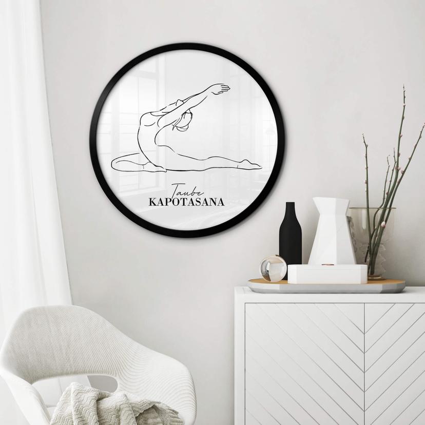 Póster Yoga - Paloma - Line Art - Redondo