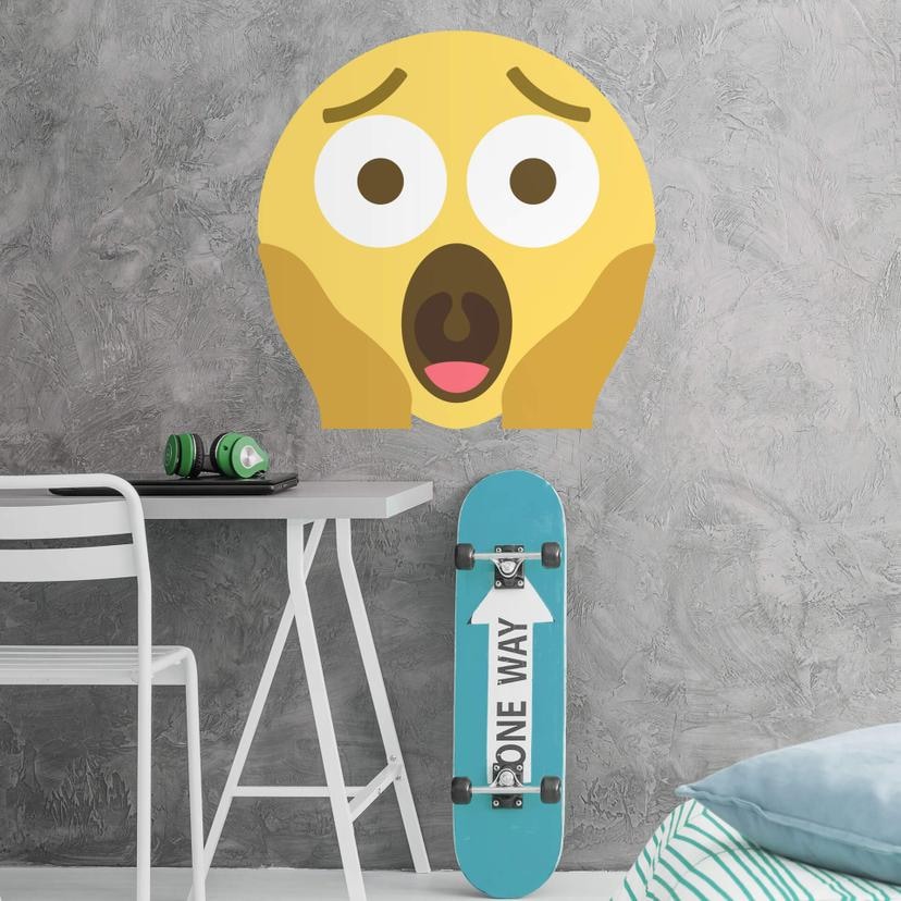 Muursticker Emoji Screaming in Fear
