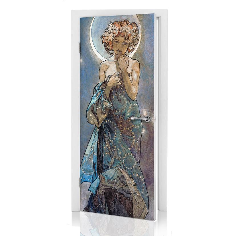 Puerta diseño Mucha - Estrellas: La luna 91x200 cm