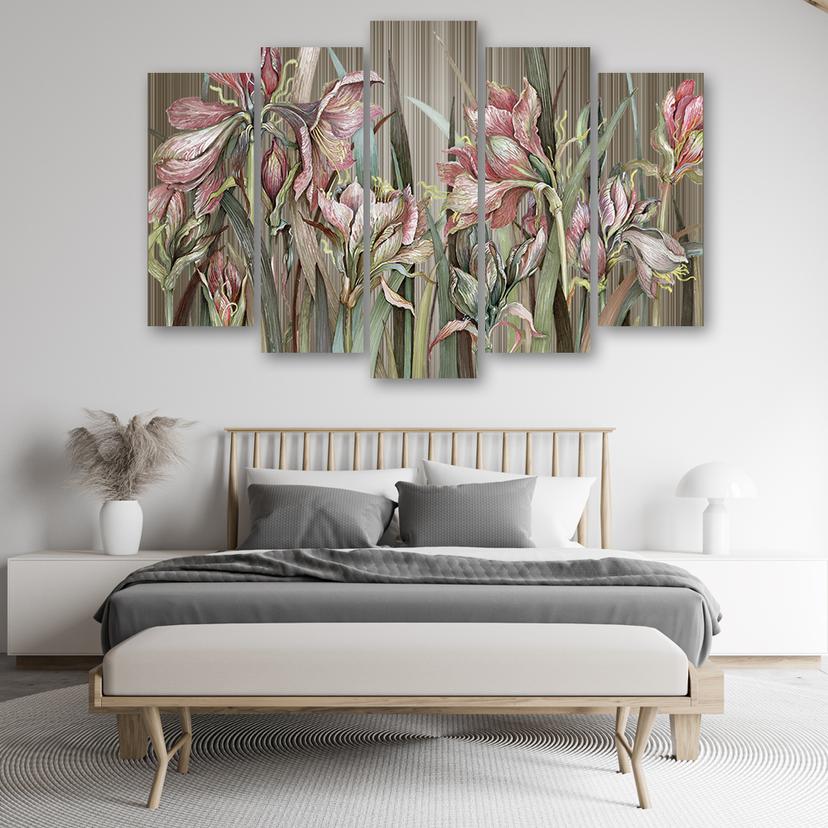 Stampa su tela 5 pezzi, fiori di iris