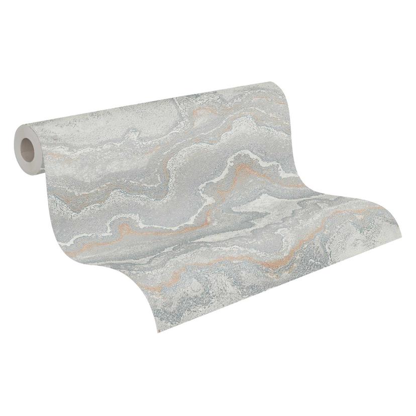 Non-woven tapet med marmorlook i silver och guld - väggdesign för en lyxig boendemiljö