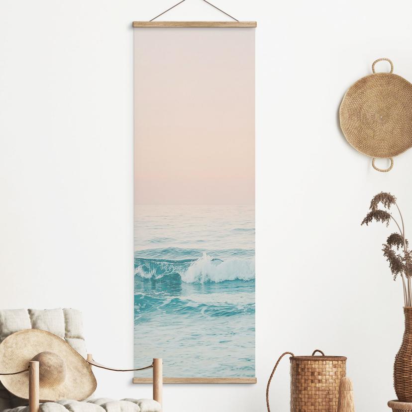 Poster tessile Il mare blu incontra il cielo rosa in Grecia - Sisi & Seb
