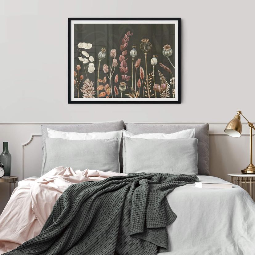 Poster Sir Edward - Torkade blommor Oliv