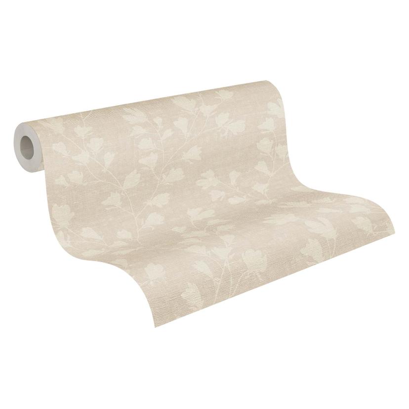 Papel pintado de hojas beige moderno - papel pintado no tejido de hojas florales flores