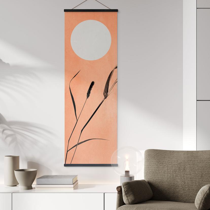 Poster tessile Canne al sole color pesca - Kubistika