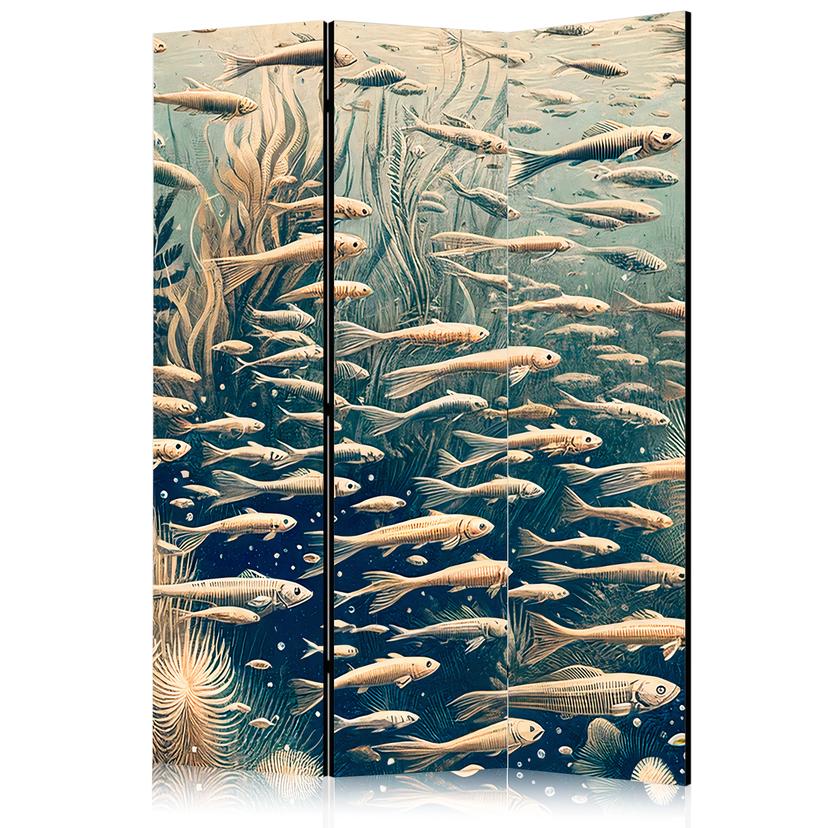 Paravent, Raumteiler freistehend, Trennwand - Life in the Ocean in Retro Style