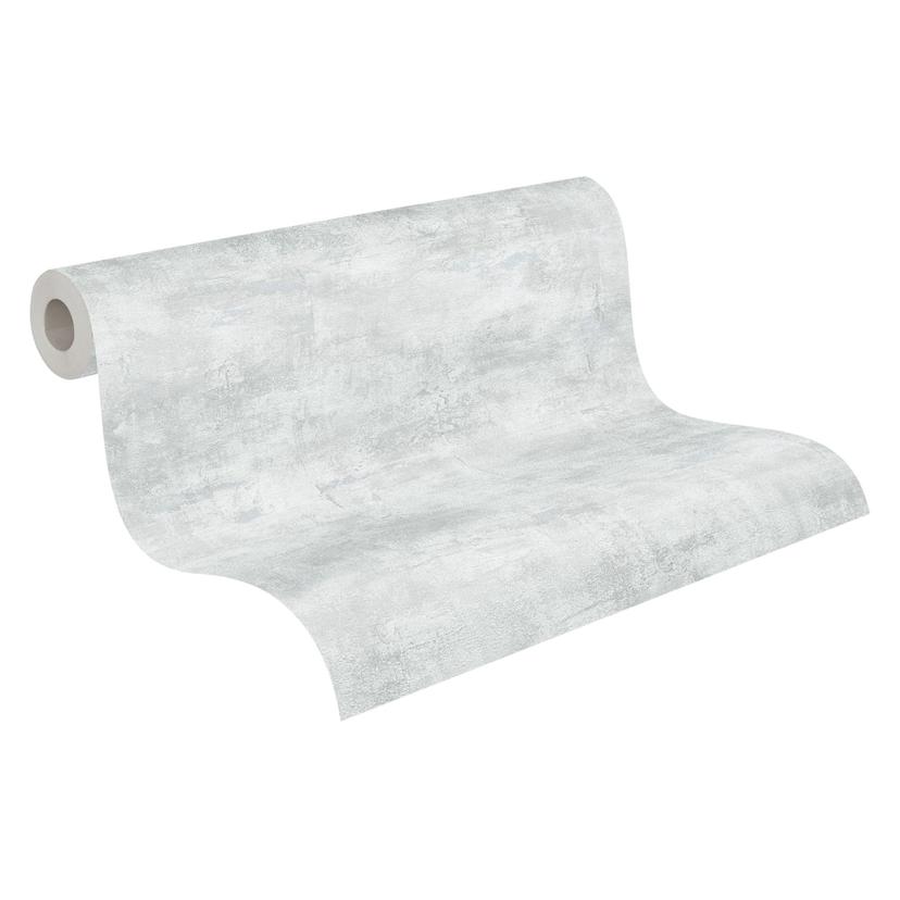 Papel pintado no tejido liso moderno mate - Papel pintado texturizado con efecto yeso gris claro