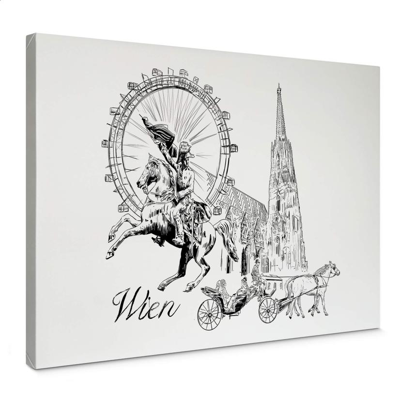Lienzo Viena - Blanco y negro - Love your City