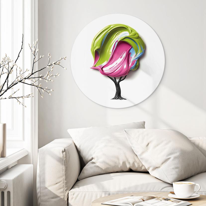 Stampe per pareti con corona colorata in 3D - Mielu - Alu-Dibond Round