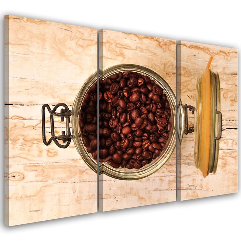 Impression sur toile en 3 parties, bois de grains de café