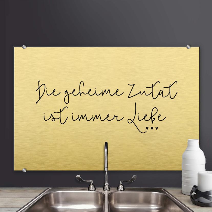 Stænkplade - Die geheime Zutat ist immer Liebe - AluDibond
