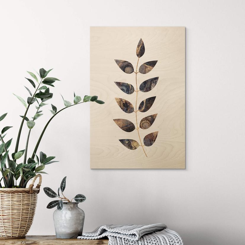 Stampa su legno Fredriksson - Foglie marmorizzate