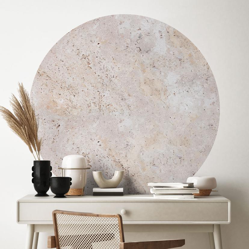 Textura de una pared de piedra beige Vinilo decorativo - Pictufy Studio - Redondo