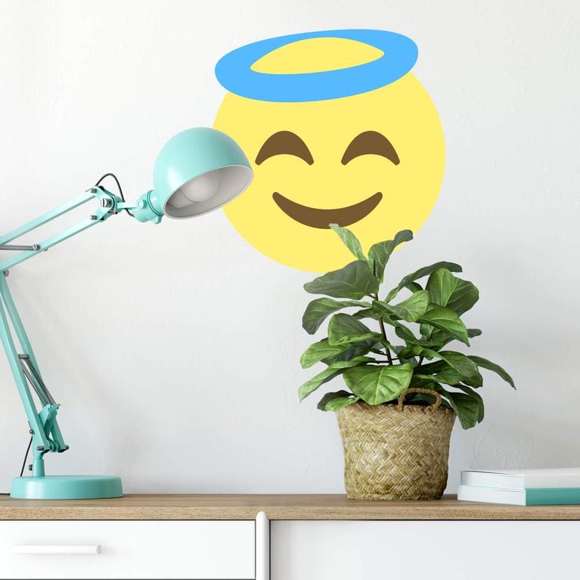 Muursticker Emoji Smiling Face with Halo