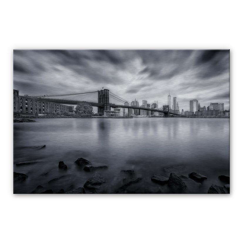 Alu-Dibond zilver effect Javier - Brooklyn Bridge